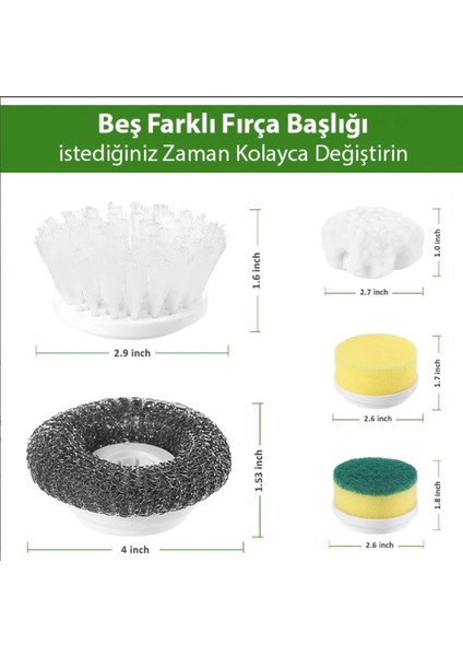 Turbo Şarjlı Yüzey Temizleyici Fayans Cam Zemin Temizleyici 5 Başlıklı Profesyonel Temizleyici