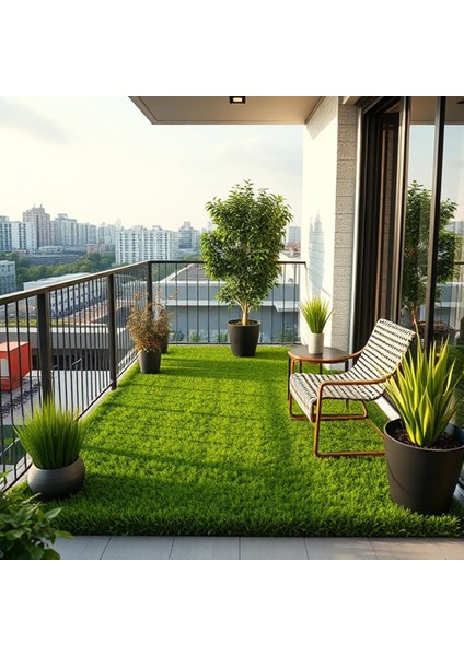 Özel Dekoratif Suni Çim Halı Suya Dayanıklı 7mm Teras Balkon Bahçe Sonsuz Ebat