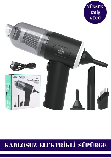 Taşınabilir Kablosuz Elektrikli El Süpürgesi- Ev, Ofis, Araba ,Klavye Temizliği İçin İdeal