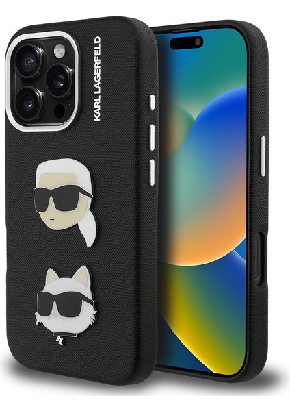 iPhone 16 Pro Max Kılıf Karl Lagerfeld Orjinal Lisanslı K&c Heads Pin Kapak