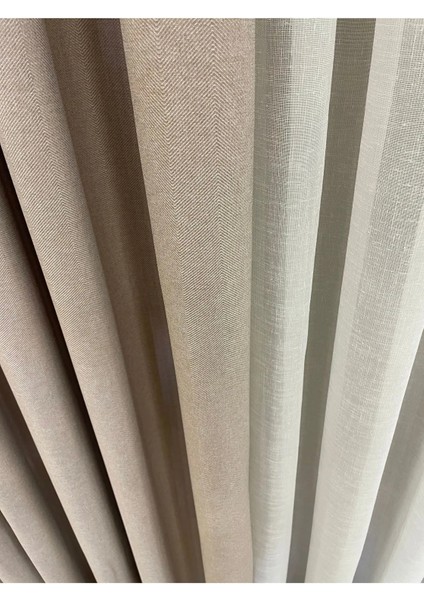 Keten Bej Rengi 1/2,5 Normal Pile Kalın Tek Kanat Fon Perde fiyatları