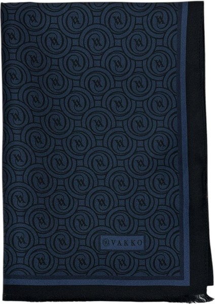 Twill Ipek Şal - Yeni Monogram - Koyu Lacivert