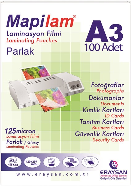 Mapi Laminasyon Filmi Sıcak Parlak A3 125 Mıc 102 12 03