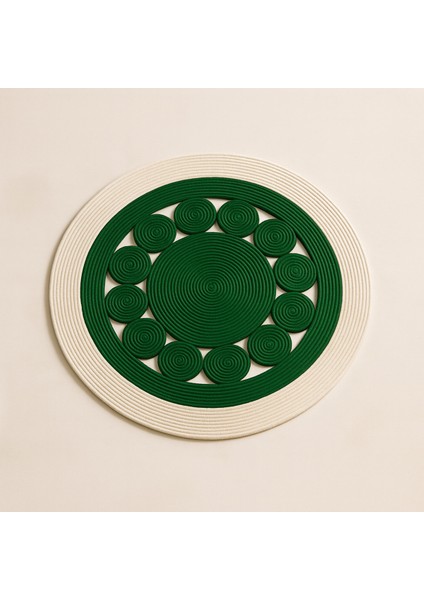 Jutella Jüt Bej-Siyah Ortası Kurabiyeli Yuvarlak Modern Salon Banyo Kilim Halı Paspas Yolluk fırsatları