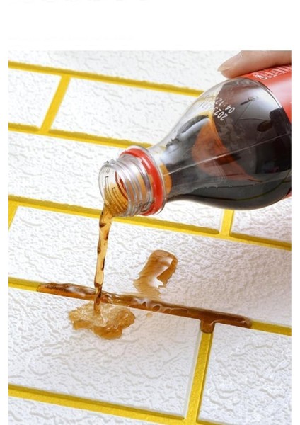 4 Adet, 70X70CM 0,50M² Gold Beyaz Dekoratif Kendinden Yapışkanlı Tuğla Kesme Estetik 3D Duvar Paneli Köpük -1211