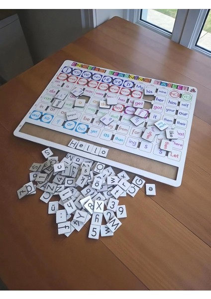 Ahşap Ingilizce Eğitim Seti (Ingilizce Öğreniyorum Tableti) - (Büyük Ölçü 39X29 Cm)