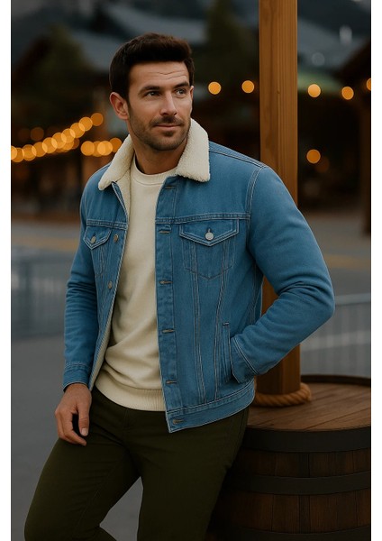Erkek Kışlık Kalın Günlük Içi Kürk A.mavi Kot Ceket fırsatları