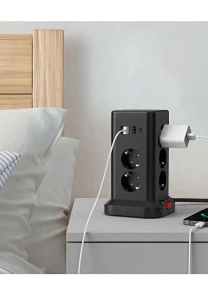 WP711 Akım Korumalı Priz Kablosuz Şarj Istasyonu 11X Soket 3x USB 1xtype-C Kablolu Grup Priz indirimleri