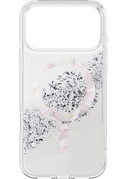 iPhone 17 Pro Max Uyumlu Kılıf M-Safe Şarj Parlak Kristal Desenli Coehl Crystelle Kapak Gümüş fiyatları