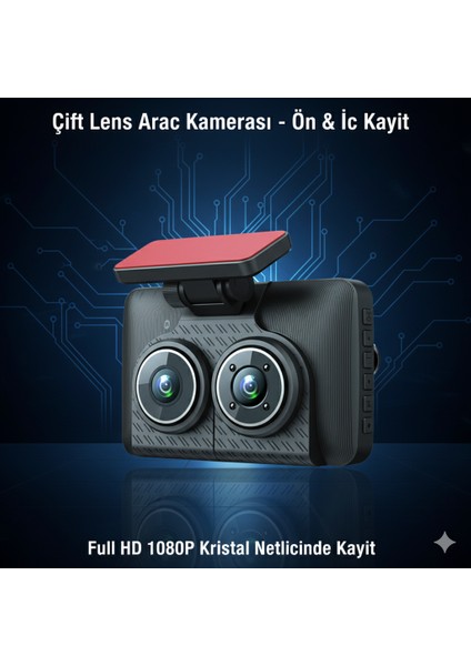 Araç Içi 3 Kamera 1080P Full Hd Kayıt Cihazı Wdr G-Sensor 5mp Geniş Ekran Dashcam fiyatları