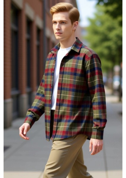 Erkek Regular Kesim Uzun Kollu Kareli Flanel Gömlek Kış Günleri Konforlu ve Şık Bir Tercih