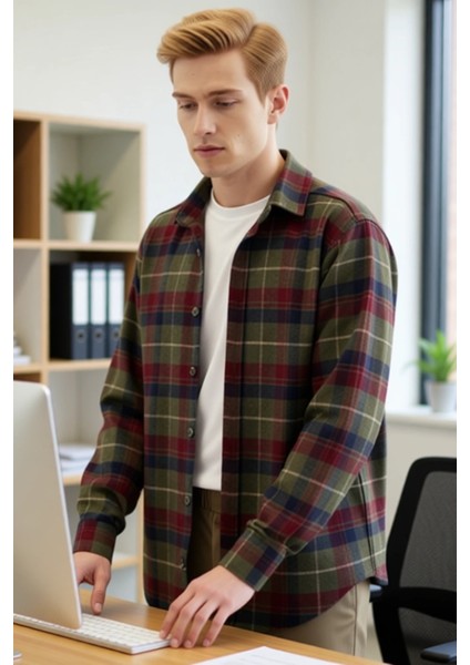 Erkek Regular Kesim Uzun Kollu Kareli Flanel Gömlek Kış Günleri Konforlu ve Şık Bir Tercih modelleri