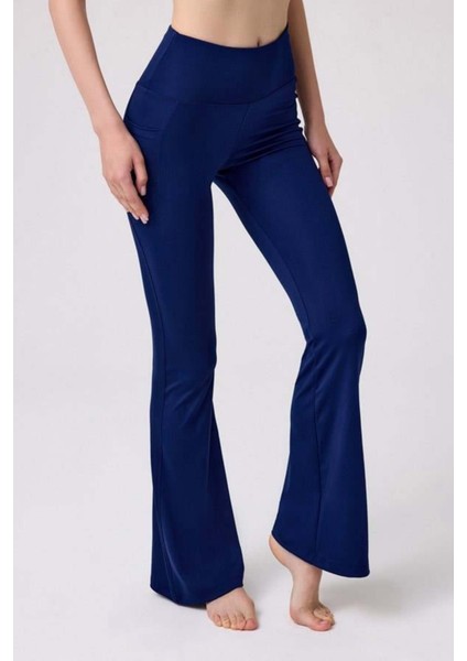 Füme Yüksek Bel Çift Cepli Ispanyol Paça Kadın Tay modelleri