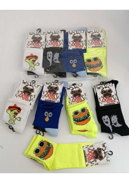 Kolej Karikatürlü Kadın Çorap