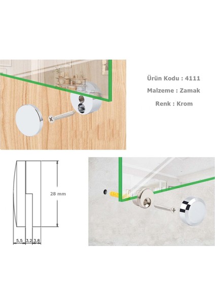 4 Adet Osena Lüx Ayna Tutucu Ortadan Metal Krom Kod : 4111 fiyatları