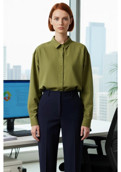 Kadın Rahat Kesim Düz Dokuma Gömlek Günlük Kullanım Için Şık Bir Seçenek Sunan Ürün Modern fırsatları