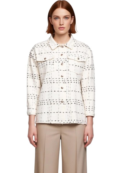 Kadın Büyük Beden Tüvit Dokuma Ekose Desenli Uzun Kollu Gömlek Ceket Kış Sezonu ve Konforu fırsatları