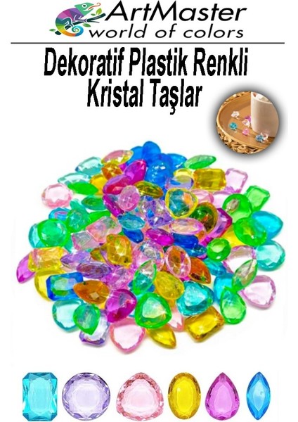 Renkli Plastik Kristal Taşlar 45 Li 1 Paket Dekoratif Oyuncak Elmas Taşlar Oyuncak Değerli Taşlar Akvaryum Masaüstü