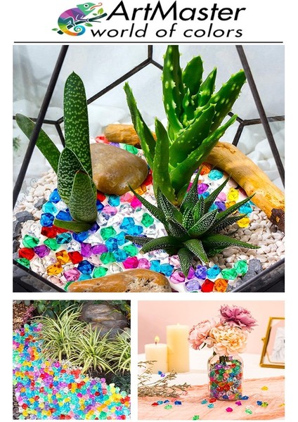 Renkli Plastik Kristal Taşlar 45 Li 1 Paket Dekoratif Oyuncak Elmas Taşlar Oyuncak Değerli Taşlar Akvaryum Masaüstü modelleri