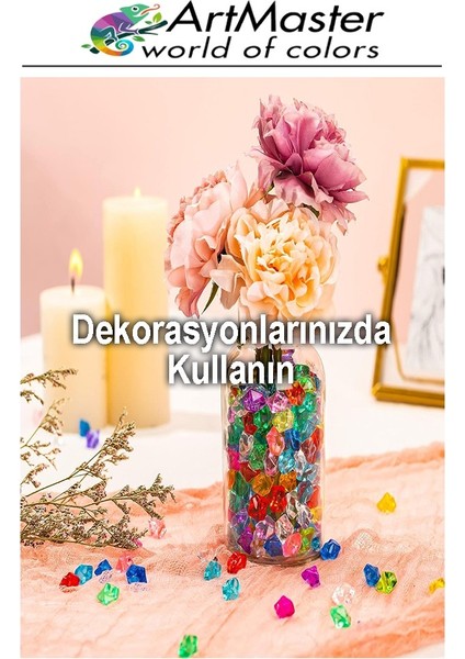 Renkli Plastik Kristal Taşlar 45 Li 1 Paket Dekoratif Oyuncak Elmas Taşlar Oyuncak Değerli Taşlar Akvaryum Masaüstü fırsatları