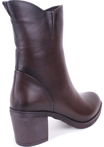 DZA07-1314700 Kahve Klasik Topuk Fermuarlı Deri Kadın Bot fırsatları