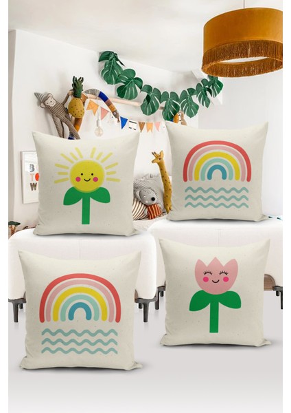 4'lü Kırlent Kılıf Seti Çocuk Bebek Odası Dijital Baskılı