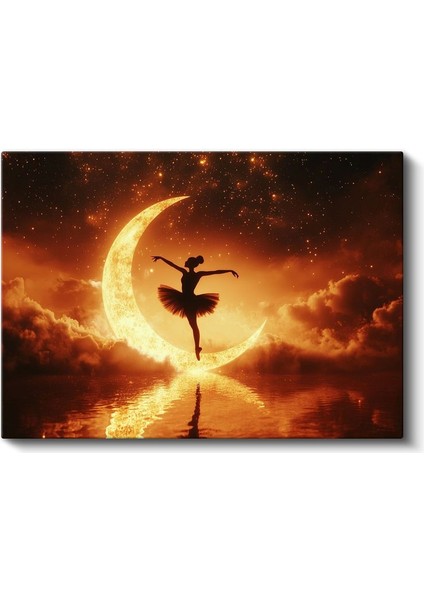Ay Dansçısı - Altın Işıkta Süzülen Balet Silüeti Kanvas Tablo fiyatları