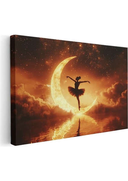 Ay Dansçısı - Altın Işıkta Süzülen Balet Silüeti Kanvas Tablo modelleri