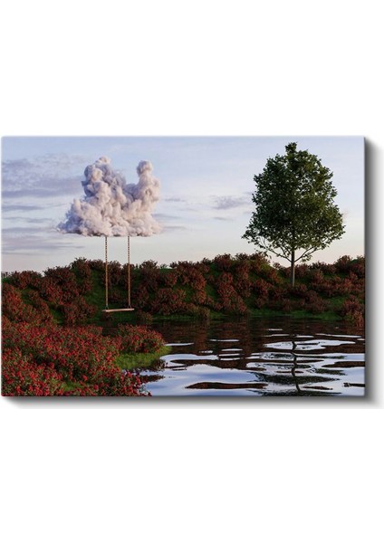 Bulut Salıncak - Gökyüzünden Sarkan Düşler Kanvas Tablo fiyatları