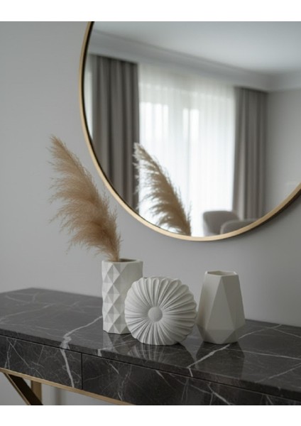 3'lü Vazo Seti, Pampas Vazosu, Dekoratif Ev Aksesuarı, Modern Beyaz Vazo SETI-11CM-EL Yapımı fiyatları