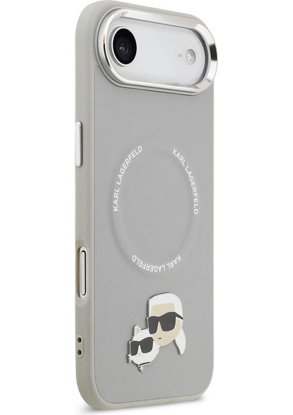 iPhone 17 Air Kılıf Karl Lagerfeld Lisanslı M-Safeli Metal Kamera ve Buton K&c Pu Deri Kapak Gri fırsatları