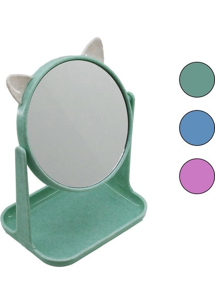 6 Inç - 15CM Yuvarlak Kulaklı Makyaj Aynası Renkli Plastik Takılık SEPETLİ=12X15.5CM (4887)
