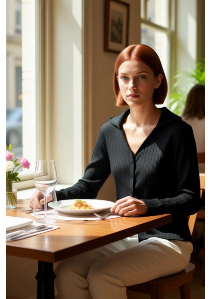 Kadın Piliseli Düğmeli Uzun Kollu Örme Gömlek Modern ve Rahat Bir Tarz Sunuyor Fonksiyonel fiyatları