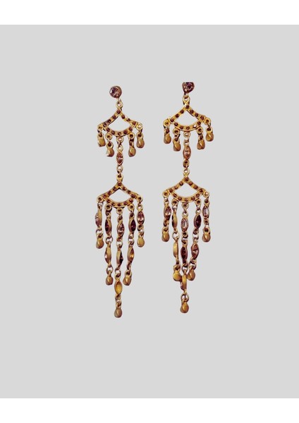 Altın Rengi Kristal Taşlı Sallantılı Küpe fırsatları