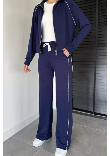 Kadın Şerit Detaylı Fermuarlı Eşofman Takımı P-00019042 fiyatları