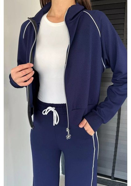 Kadın Şerit Detaylı Fermuarlı Eşofman Takımı P-00019042 fırsatları