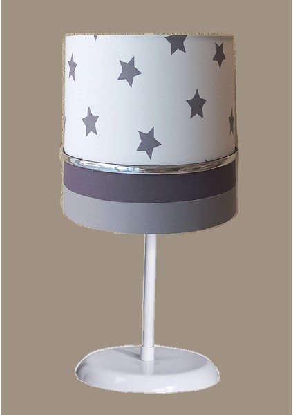 Beyaz Yıldızlı Gri 2.li Set M-372 Kumaş Kaplama Genç ve Çocuk Odası Avize ve Abajur Takımı modelleri