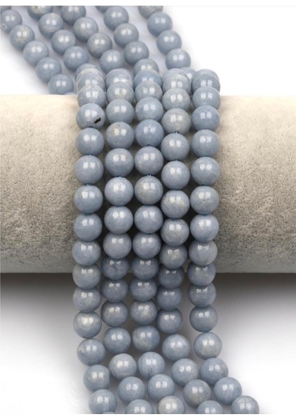 Anjelit Melek Taşı Doğal Taş Dizi 8 mm Yuvarlak Kesim