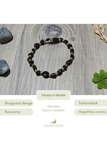 Obsidyen Taşlı Sarmal Tasarım Bileklik - Şık ve Modern Tarz