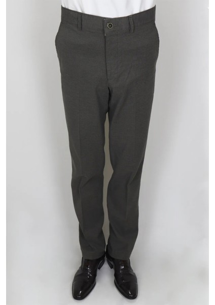 Fistan Store Erkek Haki Yeşil Rahat Kalıp Yandan Cepli Boru Paça Battal Kışlık Keten Pantolon