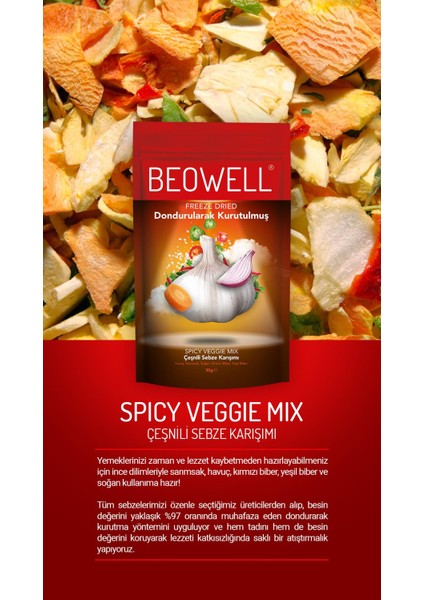 Spicy Veggie Mix – Freeze Dried Dondurularak Kurutulmuş Baharatlı Sebze