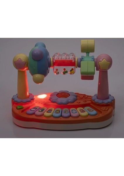 Işıklı Müzikli Bebek Piyanosu Eğitici Oyuncak, Sesli Döner Geometri Mekanizması Çocuk Motor Gelişimi