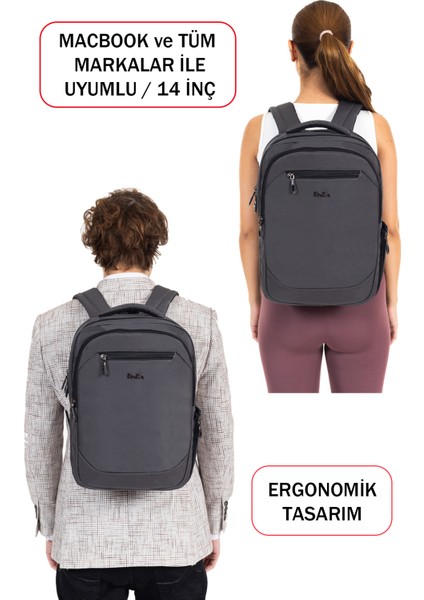 Macbook Pro Uyumlu Laptop Sırt Çantası 13,3-14 Inç Su Geçirmez Kumaş Orta Boy Dada 11