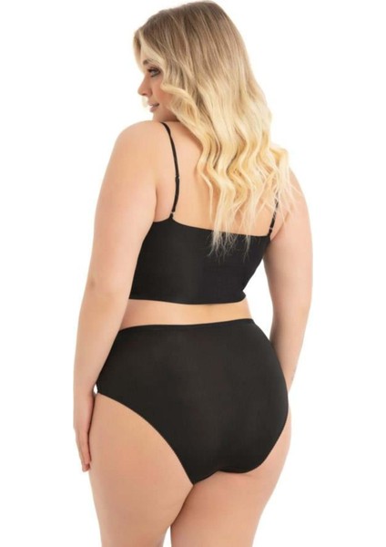 Transparan Tüllü Dantel Detaylı Beli Lastikli Büyük Beden Kadın Bikini Külot 3'lü Paket fiyatları