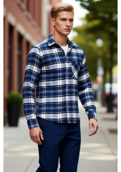 Erkek Ekose Desenli Slim Fit Flanel Oduncu Gömlek Fonksiyonel Dayanıklı Kaliteli Konforlu Şık