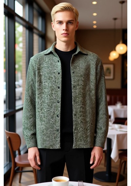 Unisex Balıksırtı Desenli Rahat Kalıp Kışlık Overshirt Gündelik Kombinlerinizin Vazgeçilmezi modelleri