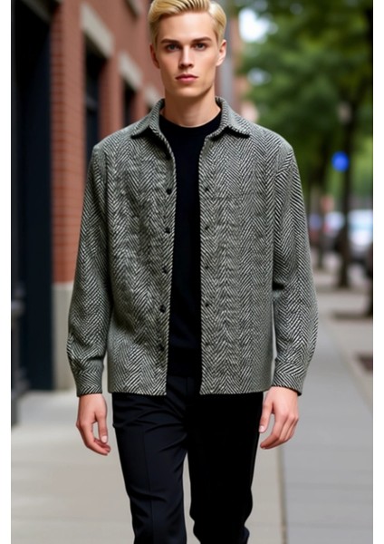 Unisex Balıksırtı Desenli Rahat Kalıp Kışlık Overshirt Gündelik Kombinlerinizin Vazgeçilmezi fırsatları