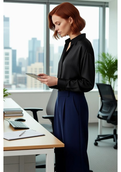 Kadın Oversize Dökümlü Gömlek Saten Dokulu Rahat Kesim Şık Görünüm Gün Boyu Konforlu Kullanım modelleri