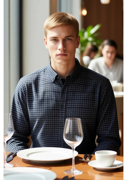 Erkek Gofre Dokulu Kareli Desen Regular Fit Uzun Kollu Gömlek Günlük Şıklığınızın Anahtarı modelleri