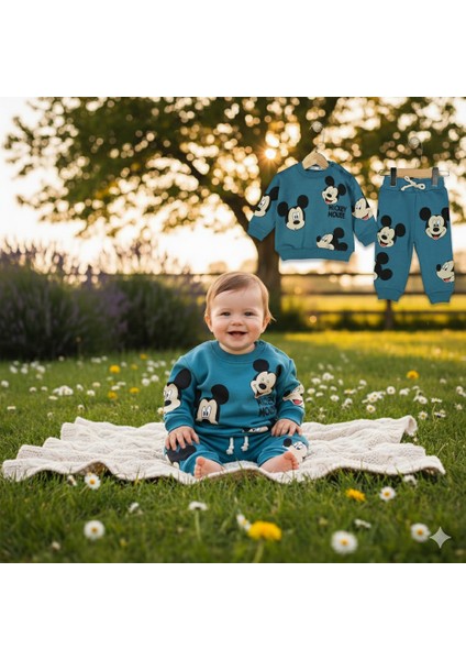 Erkek Bebek Şaşkın Gülen Fare Şardonlu Içi Polarlı Takım fiyatları